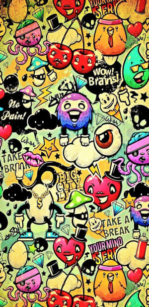 Colorful Cartoon Characters Celebrating Togetherness Wallpaper