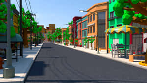 Colorful Cartoon City Street Wallpaper