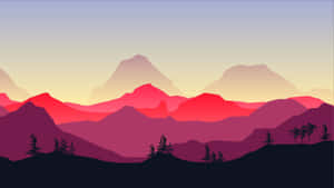 Colorful Cartoon Mountain Landscape Wallpaper