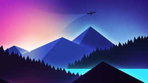 Colorful Cartoon Mountain Landscape Wallpaper