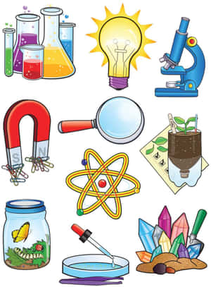 Colorful Cartoon Scientist With Test Tubes Wallpaper