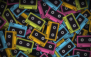 Colorful Cassette Tape Pattern Wallpaper