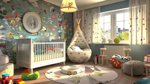 Colorful Childrens Room Decor Wallpaper