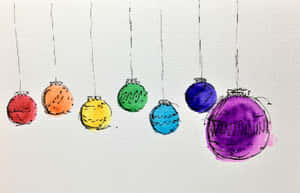 Colorful Christmas Ornaments Sketch Wallpaper