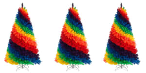 Colorful Christmas Trees Triptych Wallpaper