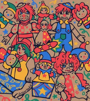 Colorful_ Clowncore_ Cartoon Wallpaper