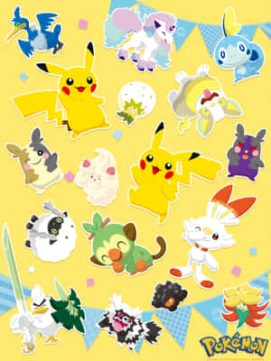 Colorful Collection Of Iconic Pokemon Stickers Wallpaper