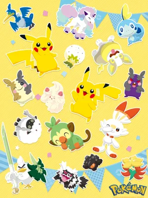 Colorful Collection Of Iconic Pokemon Stickers Wallpaper