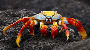 Colorful_ Crab_on_ Volcanic_ Rock Wallpaper