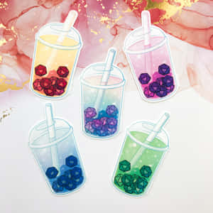 Colorful Cute Boba Tea Dice Wallpaper