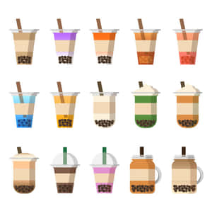 Colorful Cute Boba Vector Art Wallpaper