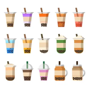 Colorful Cute Boba Vector Art Wallpaper