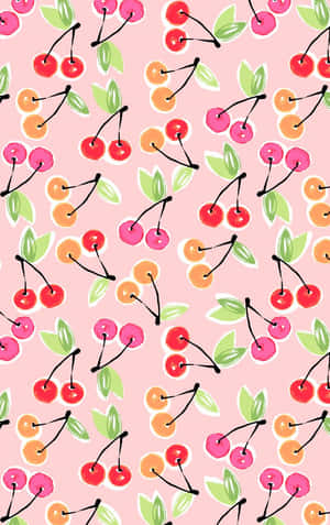 Colorful Cute Cherry Pattern Art Wallpaper