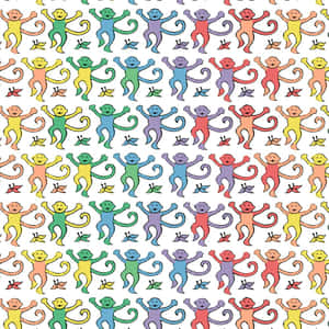 Colorful Dancing Monkeys Pattern Wallpaper