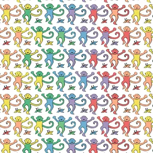 Colorful Dancing Monkeys Pattern Wallpaper