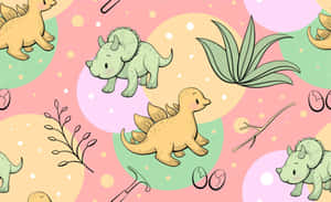 Colorful Dinosaur Pattern Wallpaper