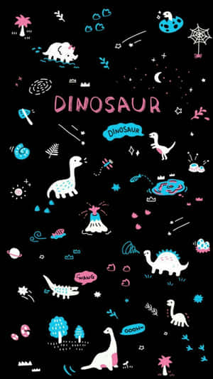 Colorful Dinosaur Pattern Illustration Wallpaper