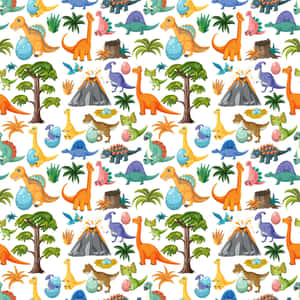 Colorful Dinosaur Pattern Wallpaper