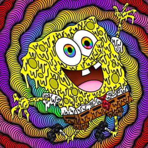 Colorful Drippy Sponge Bob Artwork Wallpaper