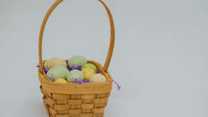 Colorful Easter Basket With Different Eggs Wallpaper