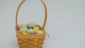 Colorful Easter Basket With Different Eggs Wallpaper