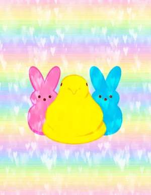 Colorful Easter Peeps Cartoon Wallpaper