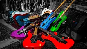 Colorful Electric Guitars Collection Wallpaper