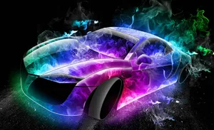 Colorful Fantasy Car Smoke Effect Wallpaper