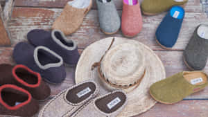 Colorful Felt Slippers Display Wallpaper