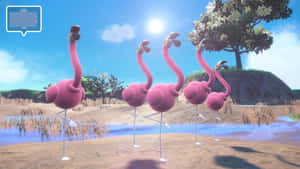 Colorful Flamigo Pokemon In Action Wallpaper