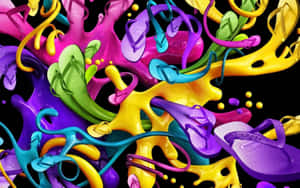 Colorful Flip Flopsin Paint Splash Wallpaper