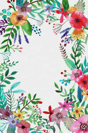 Colorful Floral Wreath Design Wallpaper