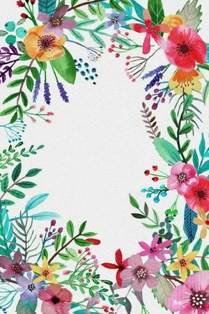 Colorful Floral Wreath Design Wallpaper