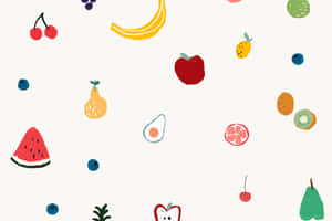 Colorful Fruit Pattern Illustration Wallpaper