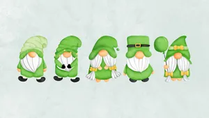 Colorful Garden Gnomes Illustration Wallpaper