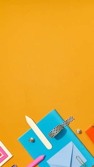 Colorful Geometry School Supplies Wallpaper