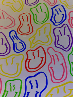 Colorful Ghost Outlines Pattern Wallpaper