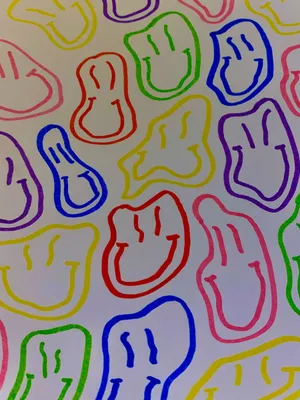 Colorful Ghost Outlines Pattern Wallpaper