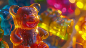 Colorful Gummy Bears Bokeh Background Wallpaper