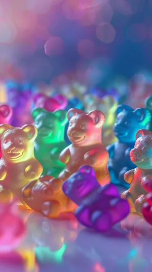 Colorful Gummy Bears Bokeh Background Wallpaper