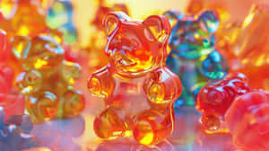 Colorful Gummy Bears Candy Display Wallpaper