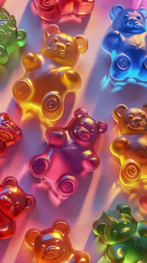 Colorful Gummy Bears Rainbow Lights Wallpaper