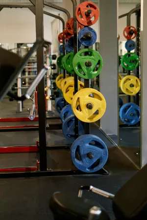 Colorful Gym Weight Plates Rack Wallpaper