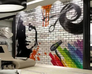 Colorful Hair Salon Wall Interior Wallpaper