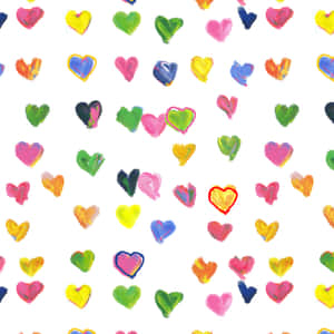 Colorful Handpainted Hearts Pattern Wallpaper