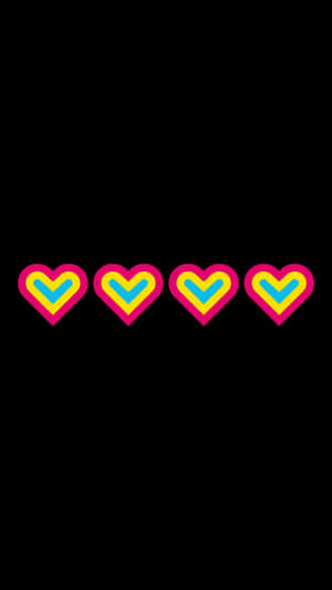 Colorful Hearts Black Background Wallpaper