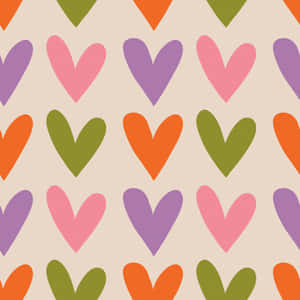 Colorful Hearts Pattern Wallpaper