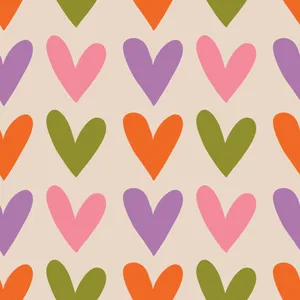Colorful Hearts Pattern Wallpaper