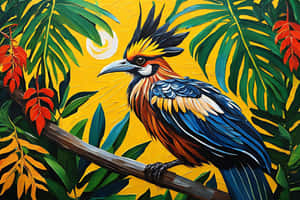 Colorful Hoatzin Painting Tropical Backdrop Wallpaper