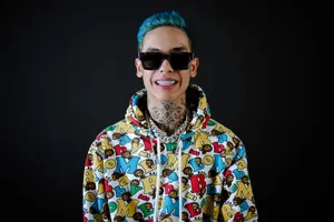Colorful Hoodieand Blue Hair Man Wallpaper